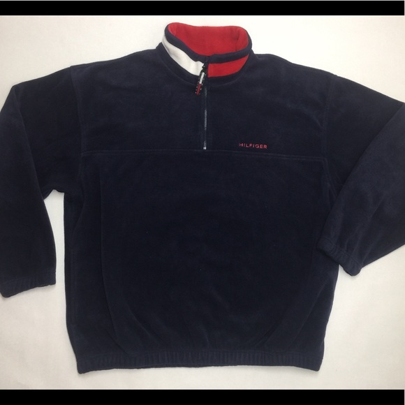 SOLD❌90s TOMMY HILFIGER FLEECE JACKET SPELL OUT XL - Picture 1 of 8